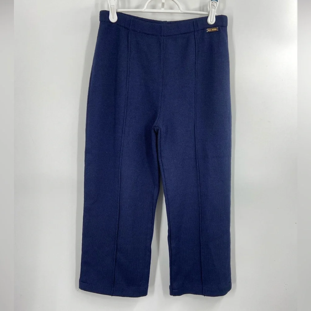 St. John Sport Wool Blend Capri Length Trousers Pants Navy Blue Medium‎